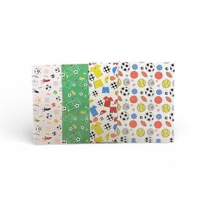 Colorful Sports-Themed Wrapping Paper Set of 12 NWT